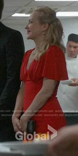 Marissa's red gathered bust dress on Bull