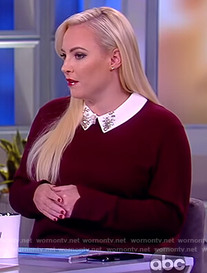 Meghan's maroon sweater with embellished collar on The View