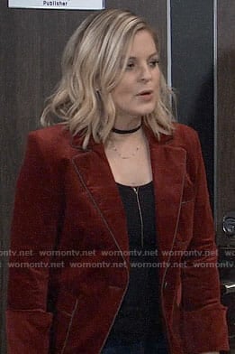 Maxie's red corduroy blazer on General Hospital