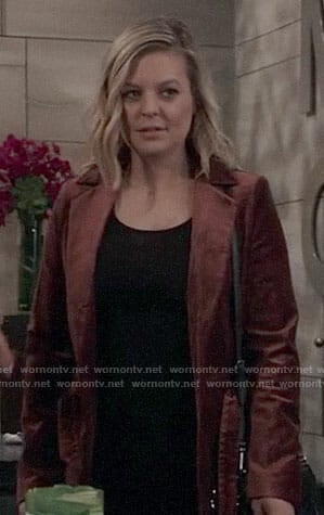 Maxie's brown velvet jacket on General Hospital