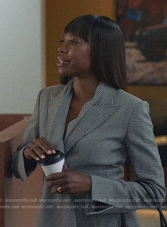 Molly's grey ruffled front blazer on Insecure