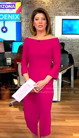Norah's pink slit dress on CBS This Morning
