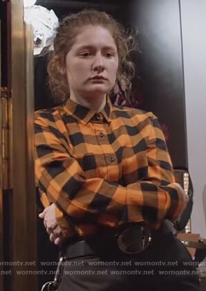 Debbie's orange check shirt on Shameless
