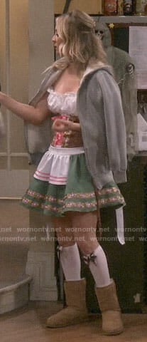 Penny's Halloween bar maid costume on The Big Bang Theory