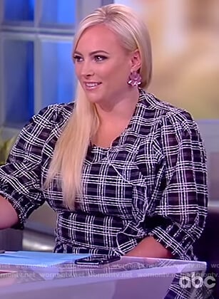 Meghan's plaid puff sleeve blouse on The View