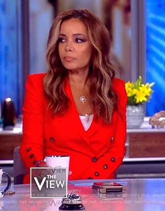 Sunny's red button cuff blazer on The View