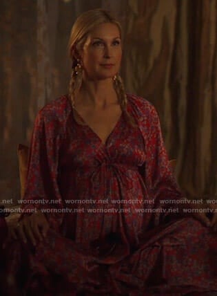 Melissa's red floral wrap dress on Dynasty