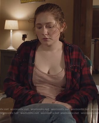 Debbie's plaid studded shirt on Shameless