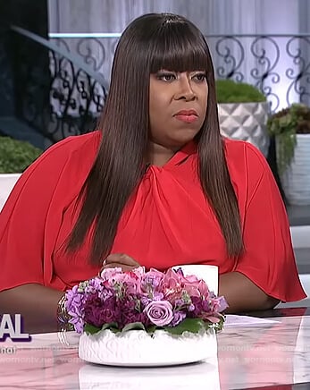 Loni's red twist neck dress on The Real