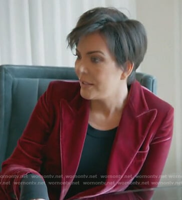 Kris's red velvet blazer on Keeping Up with the Kardashians