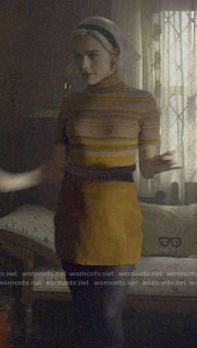 Sabrina's striped turtleneck top on Chilling Adventures of Sabrina