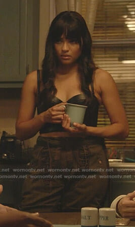 Simone's bustier top and lace-up shorts on Star