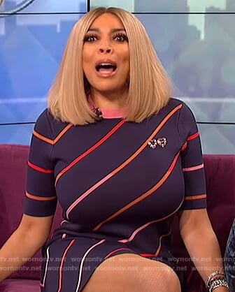 Wendy's navy striped mini dress on The Wendy Williams Show