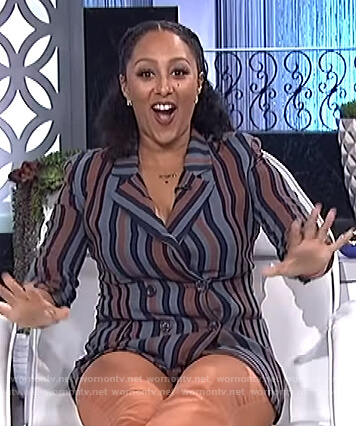 Tamera's multi-colored striped blazer on The Real