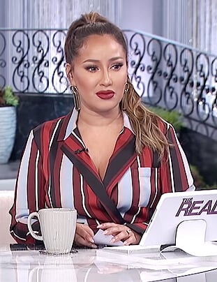 Adrienne's striped jumpsuit on The Real