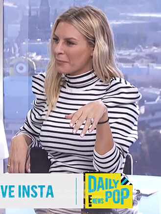 Morgan's striped puff-shoulder sweater on E! News Daily Pop