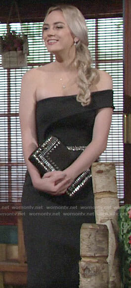 Summer's black bridesmaid dress on The Young and the Restless