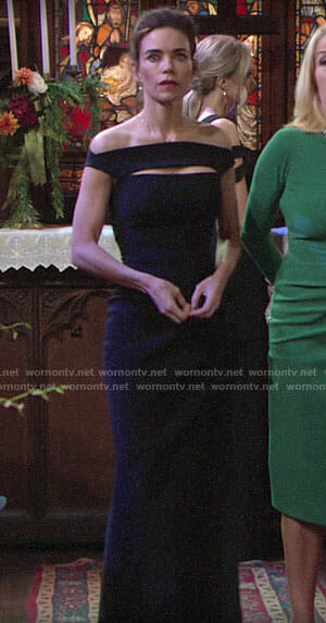 Victoria's black bridesmaid dress on The Young and the Restless