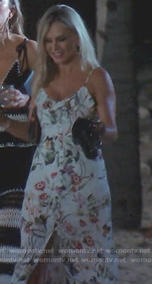Tamra's white floral slit maxi dress on The Real Housewives of Orange County