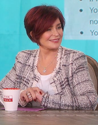 Sharon's white plaid tweed jacket on The Talk
