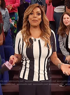 Wendy's contrast striped top on The Wendy Williams Show