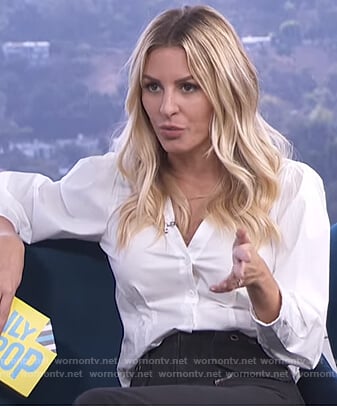 Morgan's white puff sleeve blouse on E! News Daily Pop
