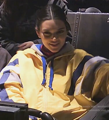 Kendall's yellow oversized track jacket on Keeping Up with the Kardashians
