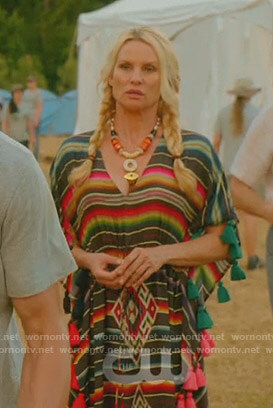Alexis's striped kaftan with tassels on Dynasty