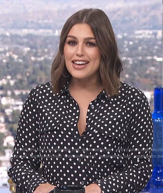 Carissa's black polka dot shirt on E! News Daily Pop