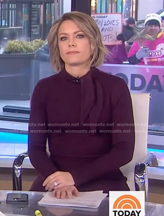 Dylan's burgundy tie neck dress on Today