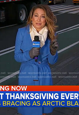 Ginger's blue wrap coat on Good Morning America