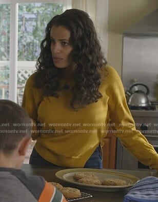 Grace's yellow side slit sweater on Manifest