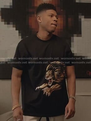 Hakeem's black lion print tee on Empire