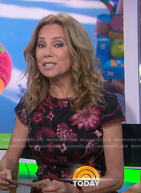 Kathie's black floral embroidered dress on Today