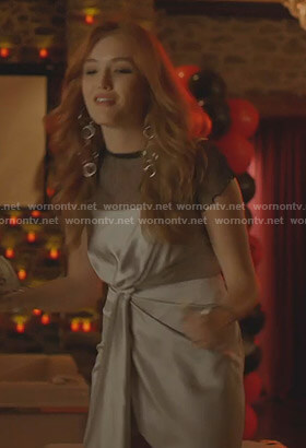 Kirby's silver asymmetric dress on Dynasty
