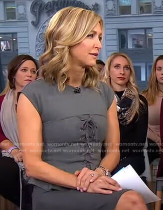 Lara's grey lace-up peplum top on Good Morning America