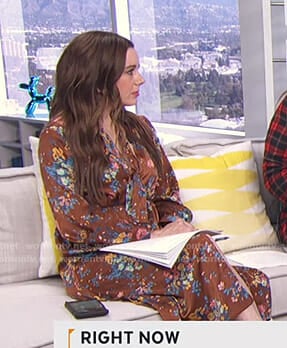 Melanie's brown floral dress on Live from E!
