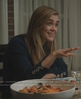 Michaela's blue button cuff sweater on Manifest