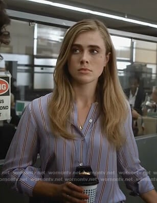 Michaela's blue stirped shirt on Manifest