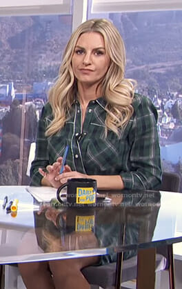 Morgan's green plaid shirtdress on E! News Daily Pop