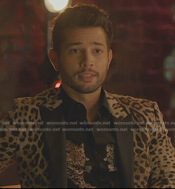 Sam's black leopard print shirt and blazer on Dynasty