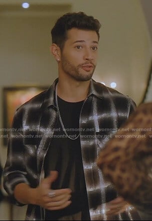 Sam's black grid checked shirt on Dynasty