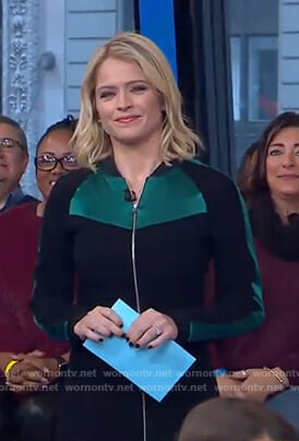 Sara's black and green zip front dress on GMA Day
