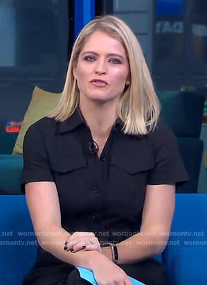 Sara's black short sleeve jumpsuit on GMA Day
