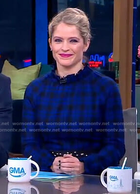 Sara's blue plaid dress on GMA Day