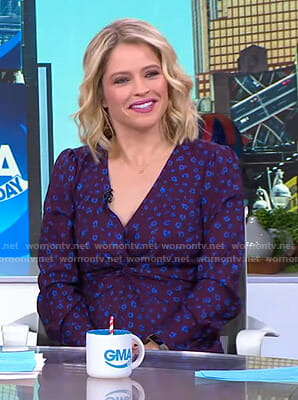 Sara's purple floral twist front dress on GMA Day