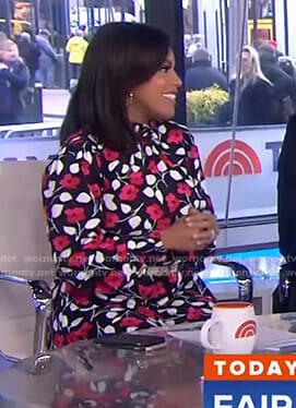 Sheinelle's black floral smocked dress on Today