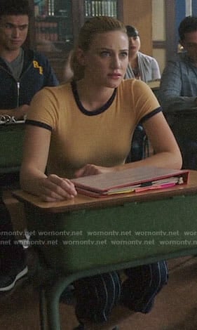 Betty's yellow ringer tee on Riverdale