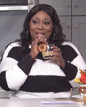 Loni's black and white striped sweater on The Real