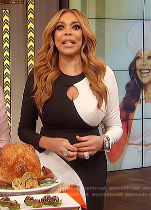 Wendy's black and white colorblock dress on The Wendy Williams Show